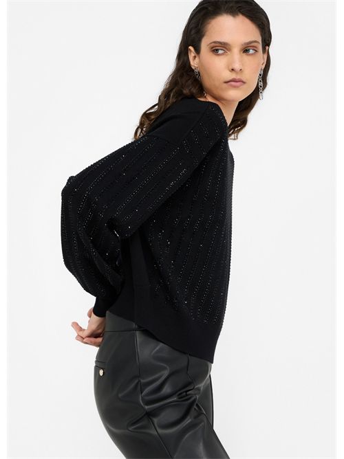 Maglia con strass LIU JO | CF5271MA96E/M9798